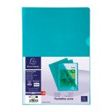 Chemise coin plastique Exacompta A4 PVC 13/100e transparente coloris vert - Paquet de 10