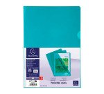 Chemise coin plastique Exacompta A4 PVC 13/100e transparente coloris vert - Paquet de 10
