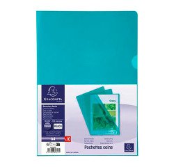 Shirt corner plastic Exacompta A4 PVC 13/100th transparent green color - Pack of 10