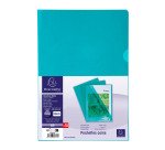 Chemise coin plastique Exacompta A4 PVC 13/100e transparente coloris vert - Paquet de 10