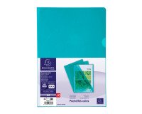 Chemise coin plastique Exacompta A4 PVC 13/100e transparente colori vert - Paquet de 10