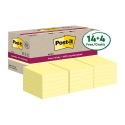 Confezione convenienza Foglietti Post-it Super Sticky Giallo Canary in carta riciclata 76x76 mm 14 + 4 omaggio 70 fogli