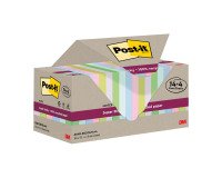 Post it Super Sticky Assortiti in carta riciclata 76 x 76 mm Confezione convenienza 14+4 unità da 70 fogli