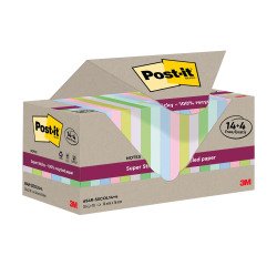 Post it Super Sticky Assortiti in carta riciclata 76 x 76 mm Confezione convenienza 14+4 unità da 70 fogli