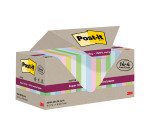 Post it Super Sticky Assortiti in carta riciclata 76 x 76 mm Confezione convenienza 14+4 unità da 70 fogli