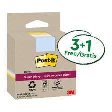 Post-it Super Sticky Assortiti in carta riciclata 76 x 76 mm Confezione convenienza 3+1 unità da 70 fogli