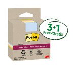 Post-it Super Sticky Assortiti in carta riciclata 76 x 76 mm Confezione convenienza 3+1 unità da 70 fogli