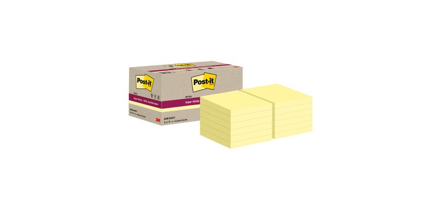 Post-it Super Sticky Giallo Canary in carta riciclata 47,6 x 47,6 mm 12 unità da 70 fogli