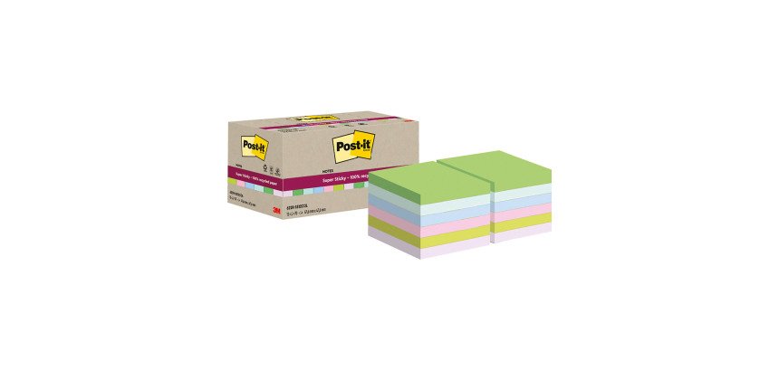 Foglietti Post-it Super Sticky Assortiti in carta riciclata 47,6 x 47,6 mm 70 fogli