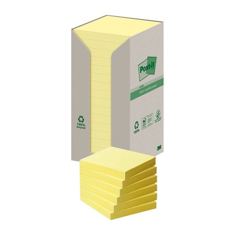 Post-it in carta riciclata Giallo Canary 76 x 76 mm 16 unità