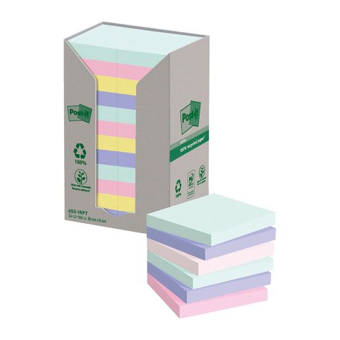 Post-it in carta riciclata Assortiti 51 x 38 mm 24 unità