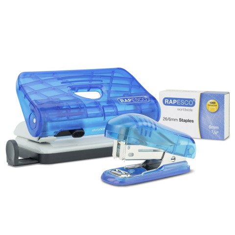 Mini grapadora de escritorio y perforadora Rapesco - grapas 24/6 y 26/6 - capacidad 12 hojas