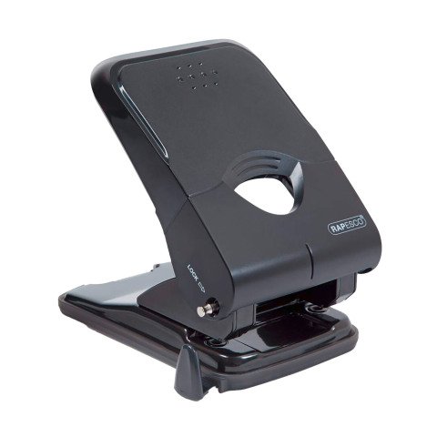 Perforadora Rapesco X5 LESS de 2 agujeros para trabajos pesados ??- Capacidad para 50 hojas - Color negro