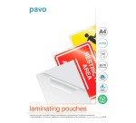 Pochettes de plastification PAVO A4 2 x 75 µ brillantes - Boite de 100