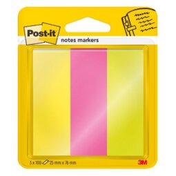 Post-it Index Flags 25 x 76 mm Assorted Neon Colours 100 x 3 Pack