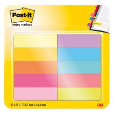 Index Post-it assortiti senza rigatura non perforato 12,7 x 44,4 mm 1,27 x 4,44 cm 63 g/m² 10 unità da 50 segnapagina