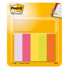 Index Post-it assortiti senza rigatura non perforato 15 x 50 mm 1,5 x 5 cm 70 g/m² 5 unità da 100 segnapagina