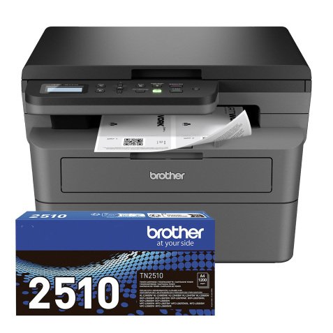 BROTHER Imprimante laser monochrome multifonction 3 en 1 A4 Wifi DCP-L2620DW + 1 toner noir TN2510