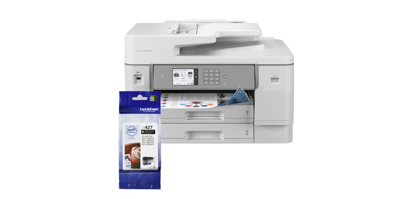 BROTHER Ensemble imprimante multifonction 4 en 1 jet d'encre couleur A3 Wifi MFC-J6955DW + 1 cartouche noire LC427