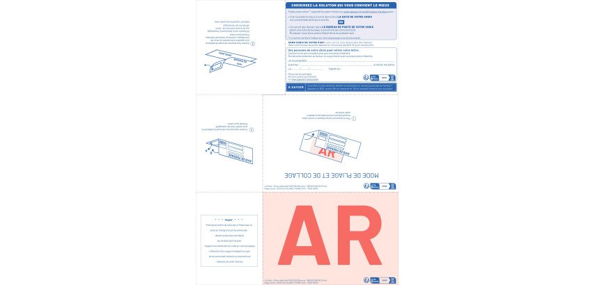 Printed form for registered mail with acknowledgment of receipt A4 IB1 - Box of 1000