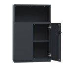 Armadio Ufficio Monoblocco 2 ante abattenti 2 riapini con parte superiore a giorno l x p x h 90 x 45 x 140 cm