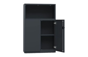 Armadio Ufficio Monoblocco 2 ante abattenti 2 riapini con parte superiore a giorno l x p x h 90 x 45 x 140 cm