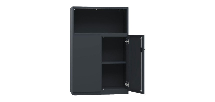 Armadio Ufficio Monoblocco 2 ante abattenti 2 riapini con parte superiore a giorno l x p x h 90 x 45 x 140 cm