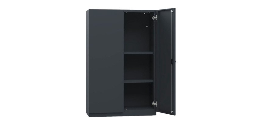 Armadio Ufficio Monoblocco 2 ante battenti 2 ripiani l x p x h 90 x 45 x 140 cm