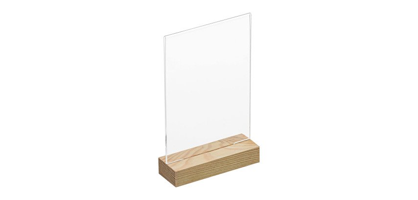 Présentoir de table double face avec socle bois A5 portrait