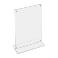 <table>Double-sided A4 portrait transparent table display</table>