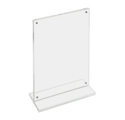 Double-sided A4 portrait transparent table display