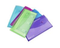 Storage wallets with snap button Rapesco DL size transparent assorted - Pack of 5