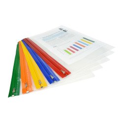 Pochettes de rangement à fermeture éclair A4+ Rapesco transparentes assorties - Lot de 5