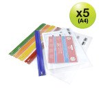 Pochettes de rangement à fermeture éclair A4+ Rapesco - Lot de 5
