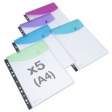 Pochettes perforées à rabat Rapesco A4 polypropylène lisse - Sachet de 5