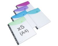 Pochettes perforées à rabat Rapesco A4 polypropylène lisse - Sachet de 5