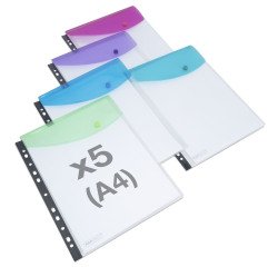 Pochettes perforées à rabat Rapesco A4 polypropylène lisse - Sachet de 5