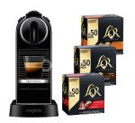 Pack machine à café à capsule Magimix Nespresso Citiz, noire + 3 Boîtes de 50 Capsules de café L'Or