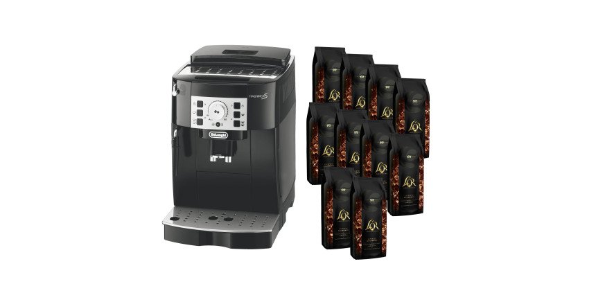 Espresso machine with grinder Delonghi - Magnifica S + 10 packs of 1 kg L'Or Espresso gourmet Arabica and Robusta coffee beans