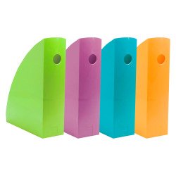 Revuehalter Exacompta Mag-cube POP'N CO Serie mit 8,2 cm breitem Rücken in verschiedenen lebendigen Farben.