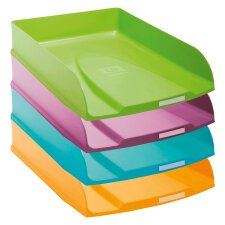 Set of 4 Exacompta combo styli letter trays in assorted bright colors