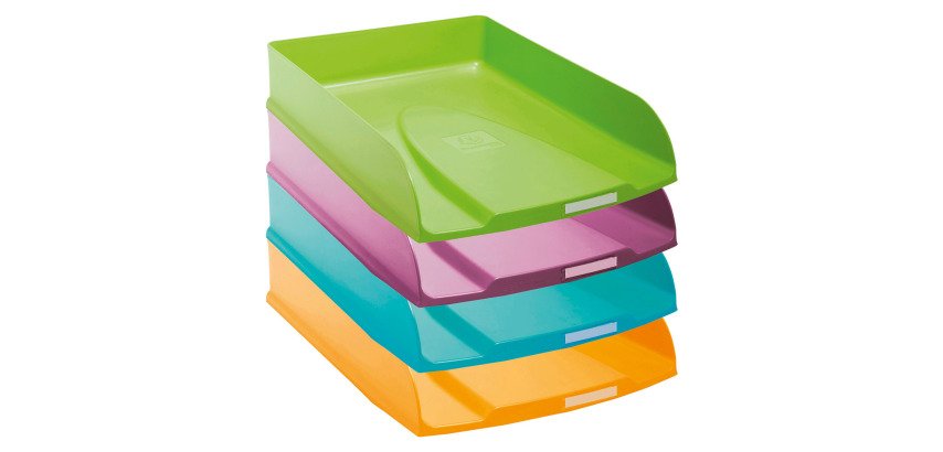 Set of 4 Exacompta Combo-Styli letter trays - assorted bright colors