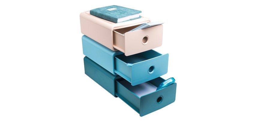 Lot of 3 Exacompta Tiny Box Skandi assorted color mini filing modules