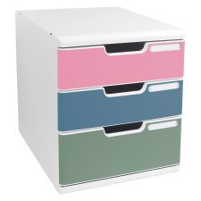 Exacompta Modulo 3-drawer sorting module in assorted colors