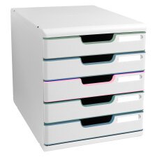 Exacompta Modulo 5-drawer filing module assorted colors.