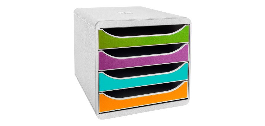 Module de classement Exacompta Big-Box 4 tiroirs gris clair