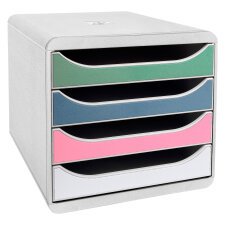 Exacompta Big Box filing module offers white 4 assorted color drawers