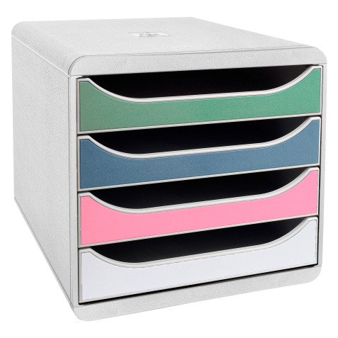 Exacompta Big Box filing module offers white 4 assorted color drawers