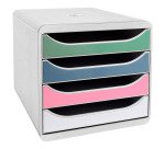 Module de classement Exacompta Big Box coffre gris clair 4 tiroirs couleur