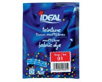 Teinture textile pour tissus multifibres Ideal - Rouge N°01 - Sachet de 15 g